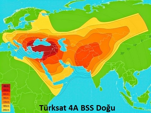 Türksat 4A Doğu Kapsama Alanı